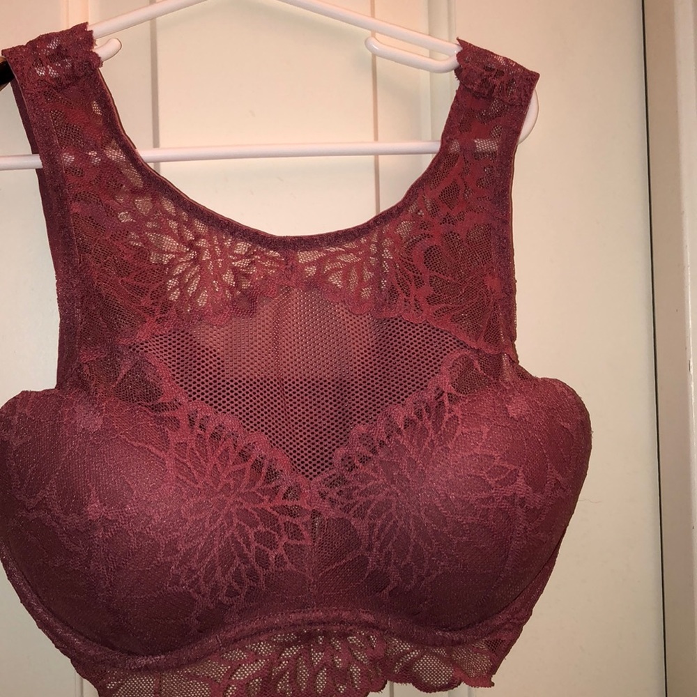 Pink lace padded bralette